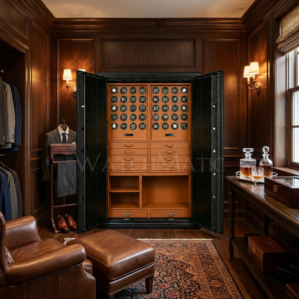 Sovereign™ Leather Vault – Dual Door Watch Safe Cabinet